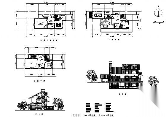 别墅设计方案集-C型别墅cad施工图下载【ID:149921195】