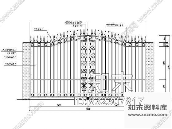 图块/节点铁艺门30cad施工图下载【ID:832307817】