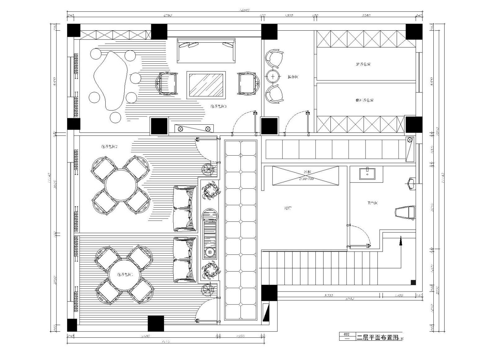 厦门二层241㎡漱芳斋茶楼装饰设计施工图施工图下载【ID:160711185】