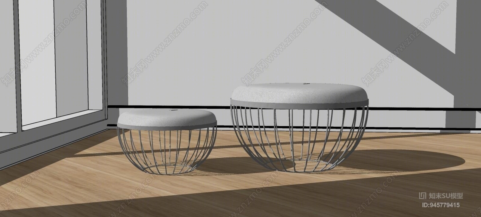 现代金属圆凳SU模型下载【ID:945779415】