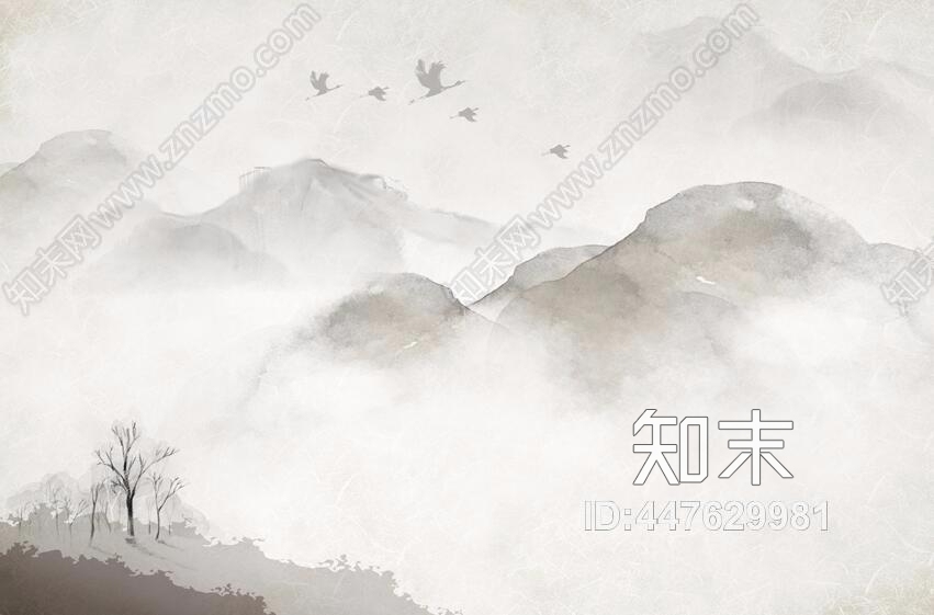 新中式山水画贴图下载【ID:447629981】