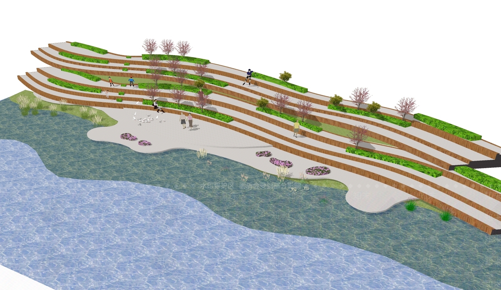 沿河台地设计SU模型下载【ID:170954183】