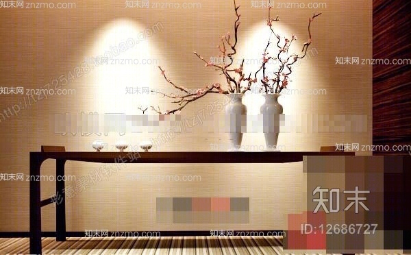 现代棕色木艺边几3D模型下载【ID:12686727】