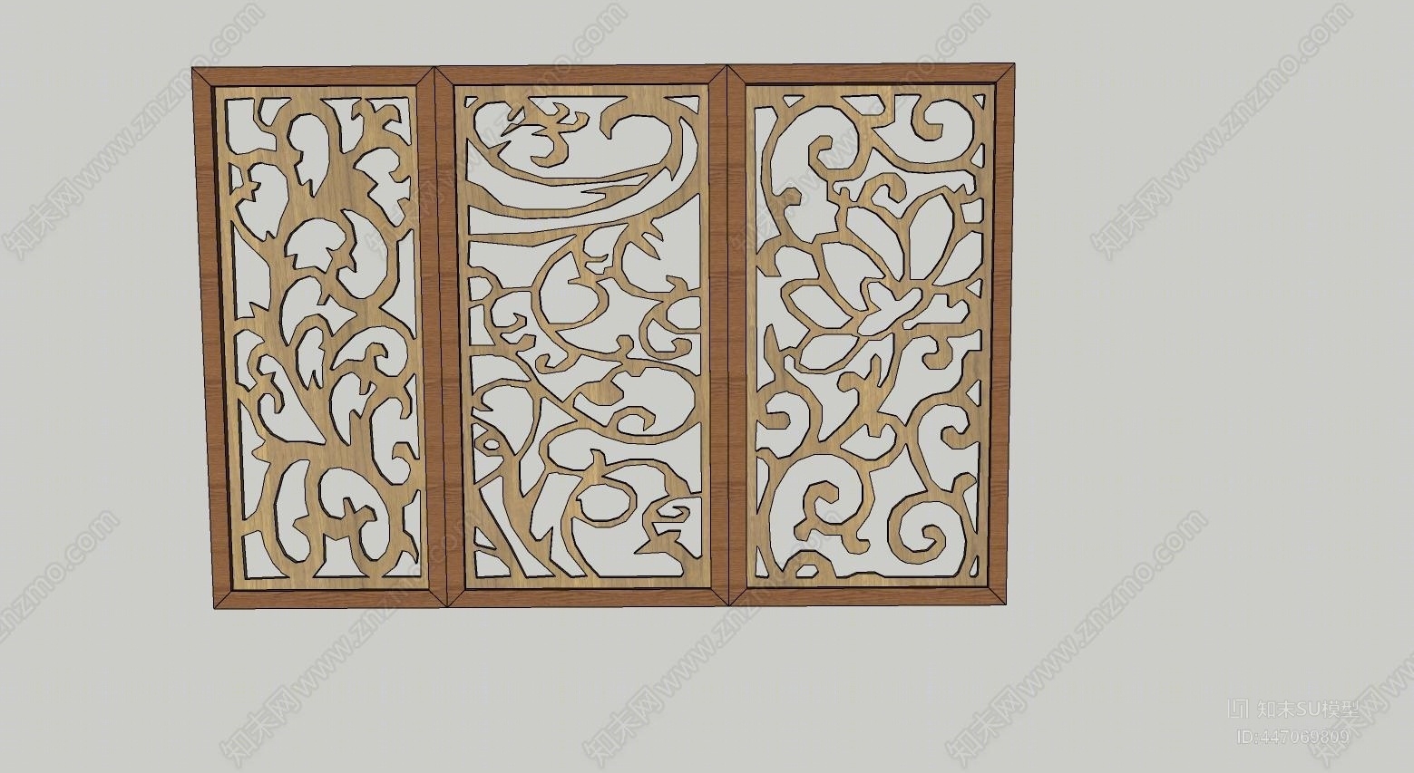 中式镂空雕花隔断SU模型下载【ID:447069809】