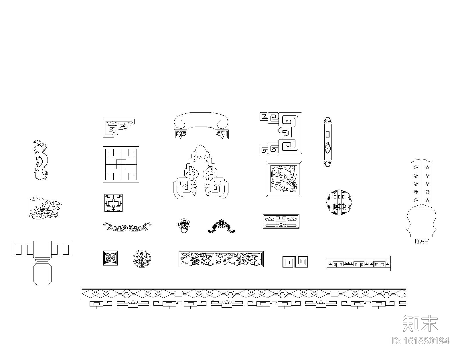 中式风格CAD图块cad施工图下载【ID:161880194】