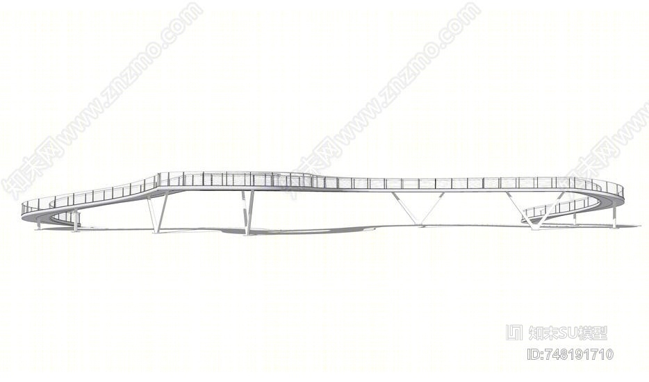 空中栈桥SU模型下载【ID:748191710】