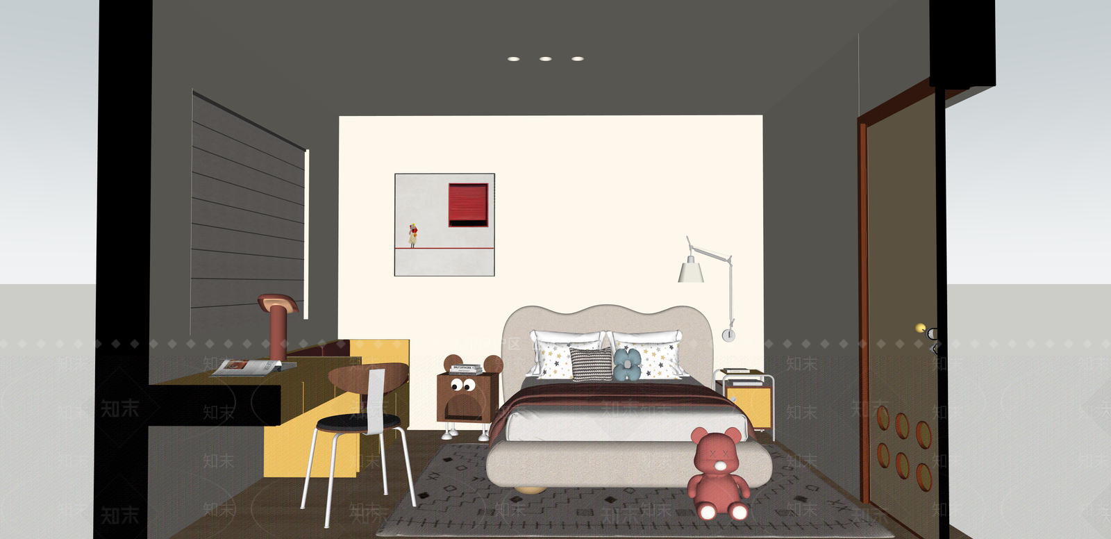 现代通用儿童房SU模型下载【ID:1215212798】