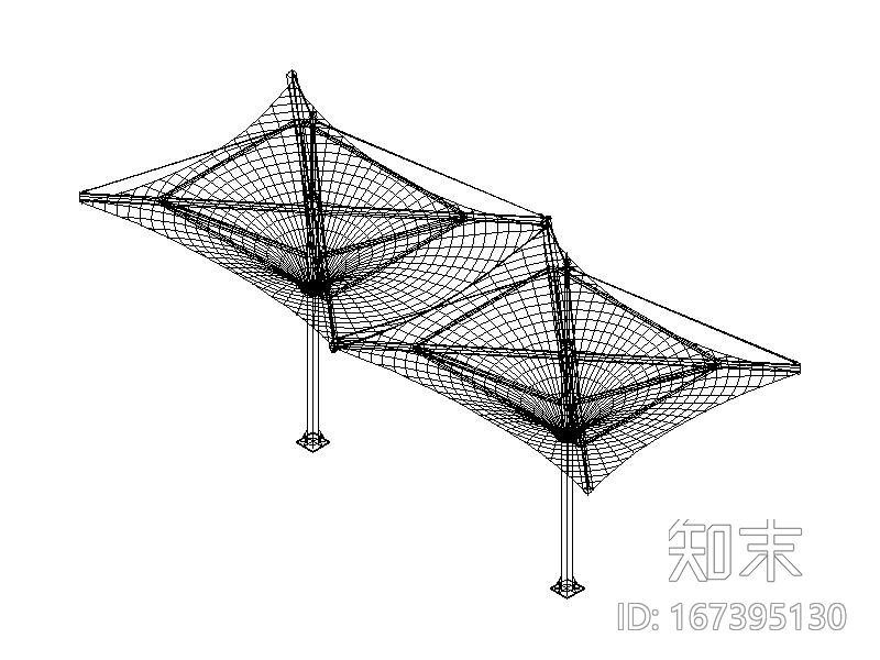 交通检查站张拉膜结构施工图(含基础2014）cad施工图下载【ID:167395130】