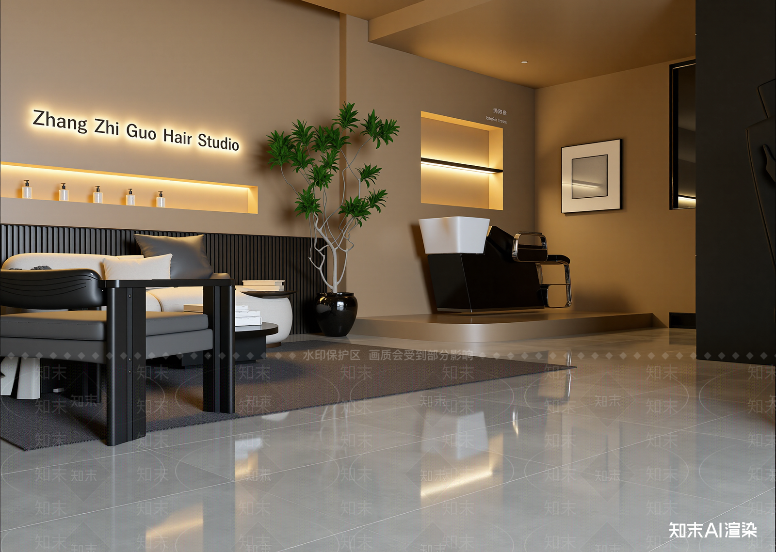 侘寂美发店3D模型下载【ID:1215174826】