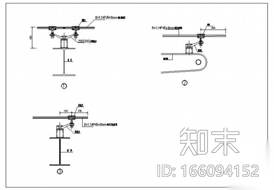 某点式雨棚钢结构设计图cad施工图下载【ID:166094152】