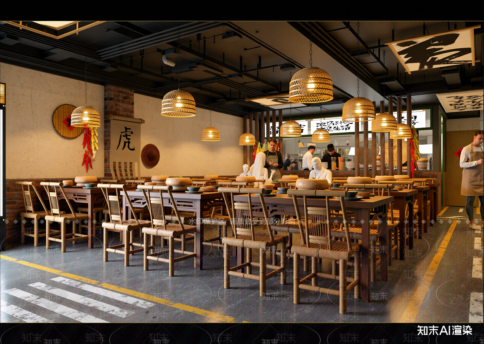 现代中餐厅3D模型下载【ID:1214591075】