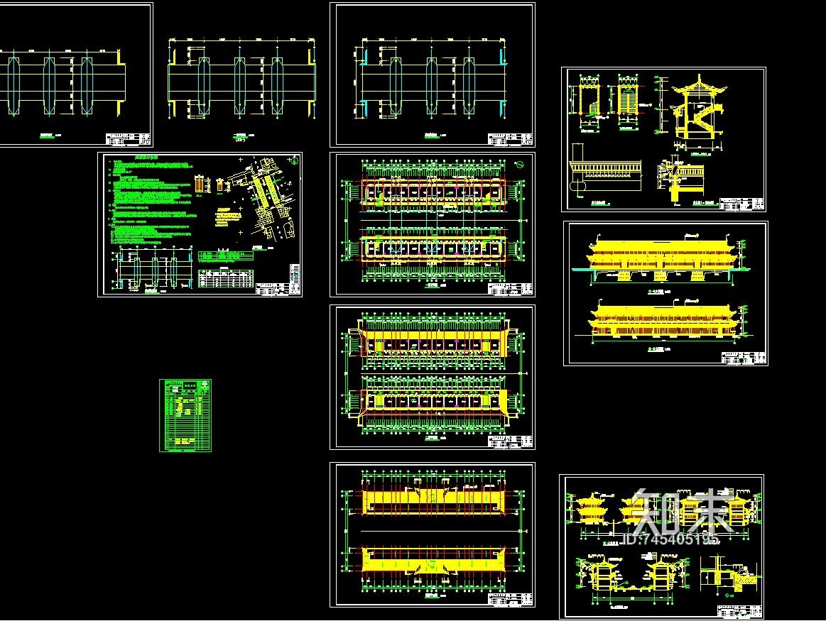 云南仿古廊桥建筑设计施工图下载【ID:745405195】