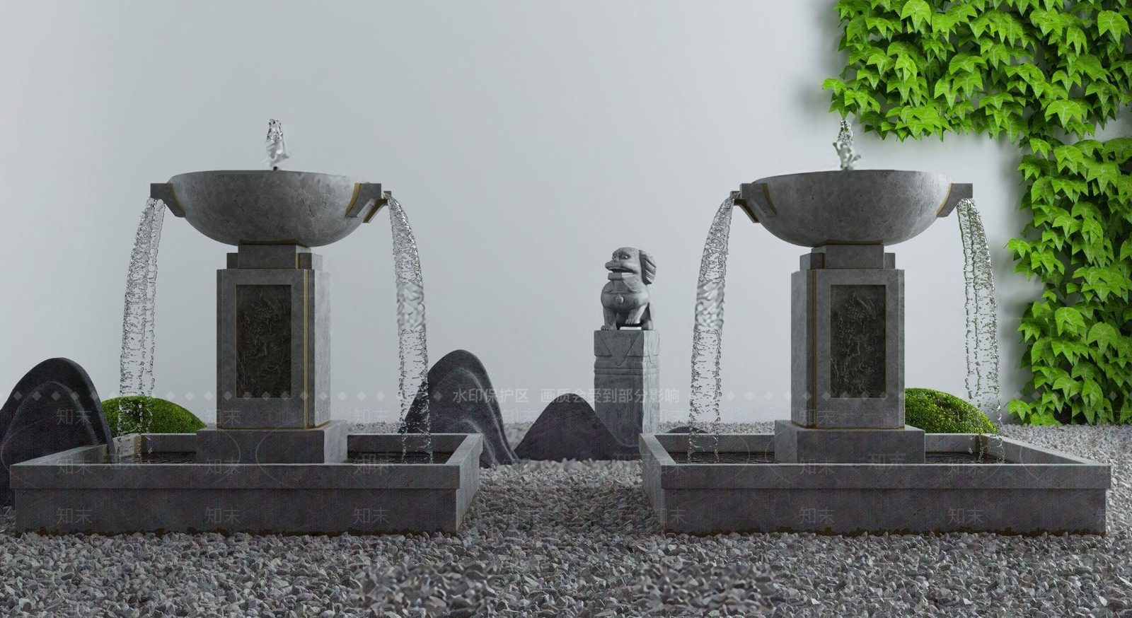 新中式庭院水景小品3D模型下载【ID:1106255569】