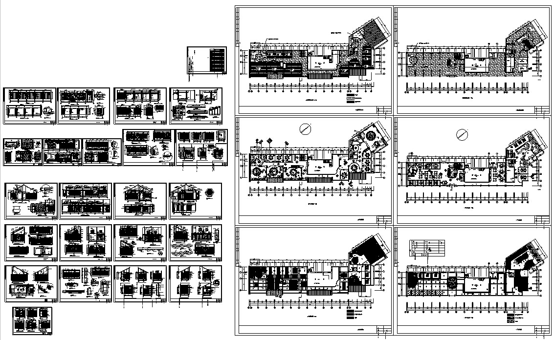 现代中式多层餐厅建筑设计施工图CADcad施工图下载【ID:164866134】