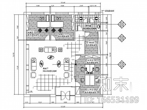 [沈阳]现代风格造纸厂装修CAD施工图（含效果图cad施工图下载【ID:166531199】