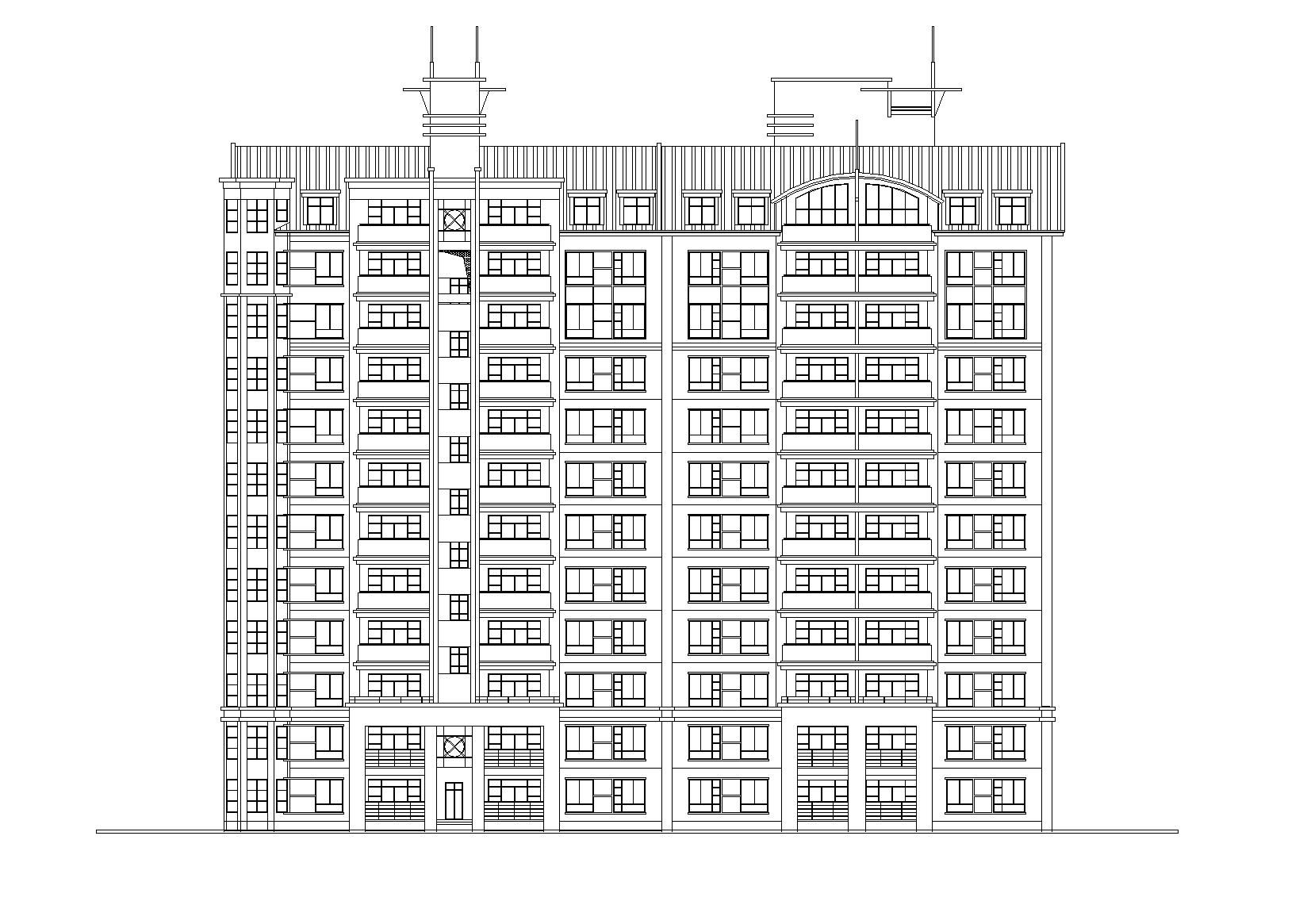 小高层一梯四户住宅楼建筑施工图及大样图cad施工图下载【ID:165136165】