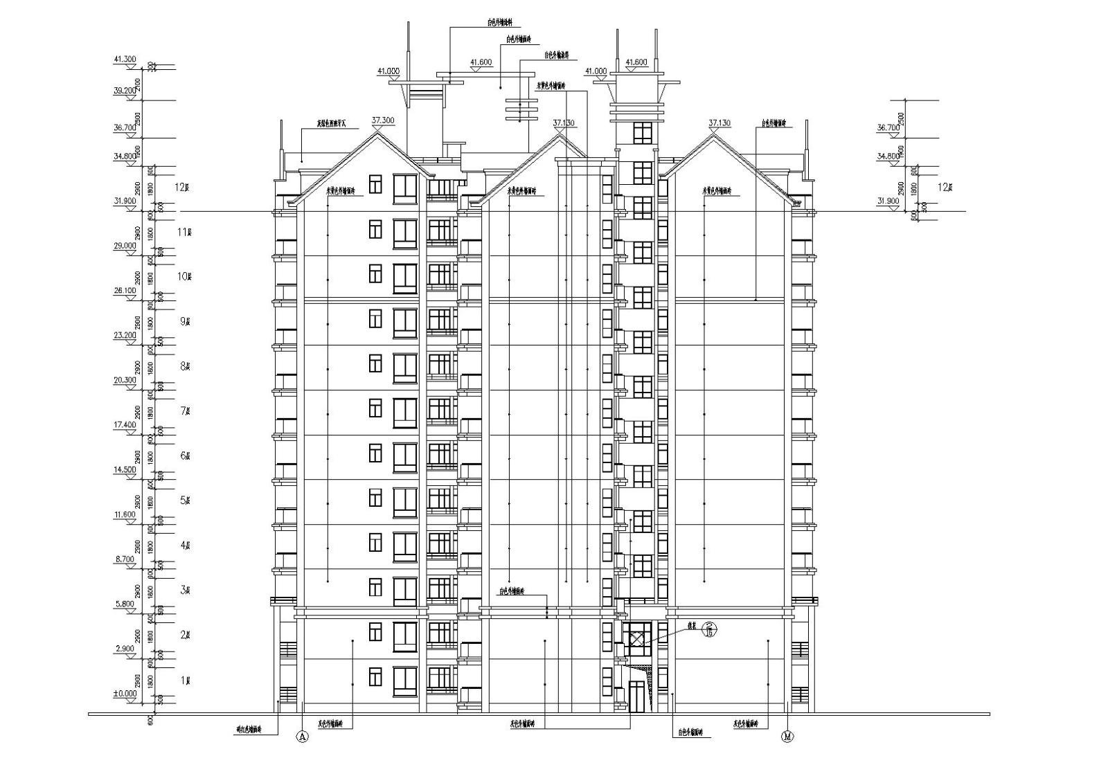 小高层一梯四户住宅楼建筑施工图及大样图施工图下载【ID:149867107】