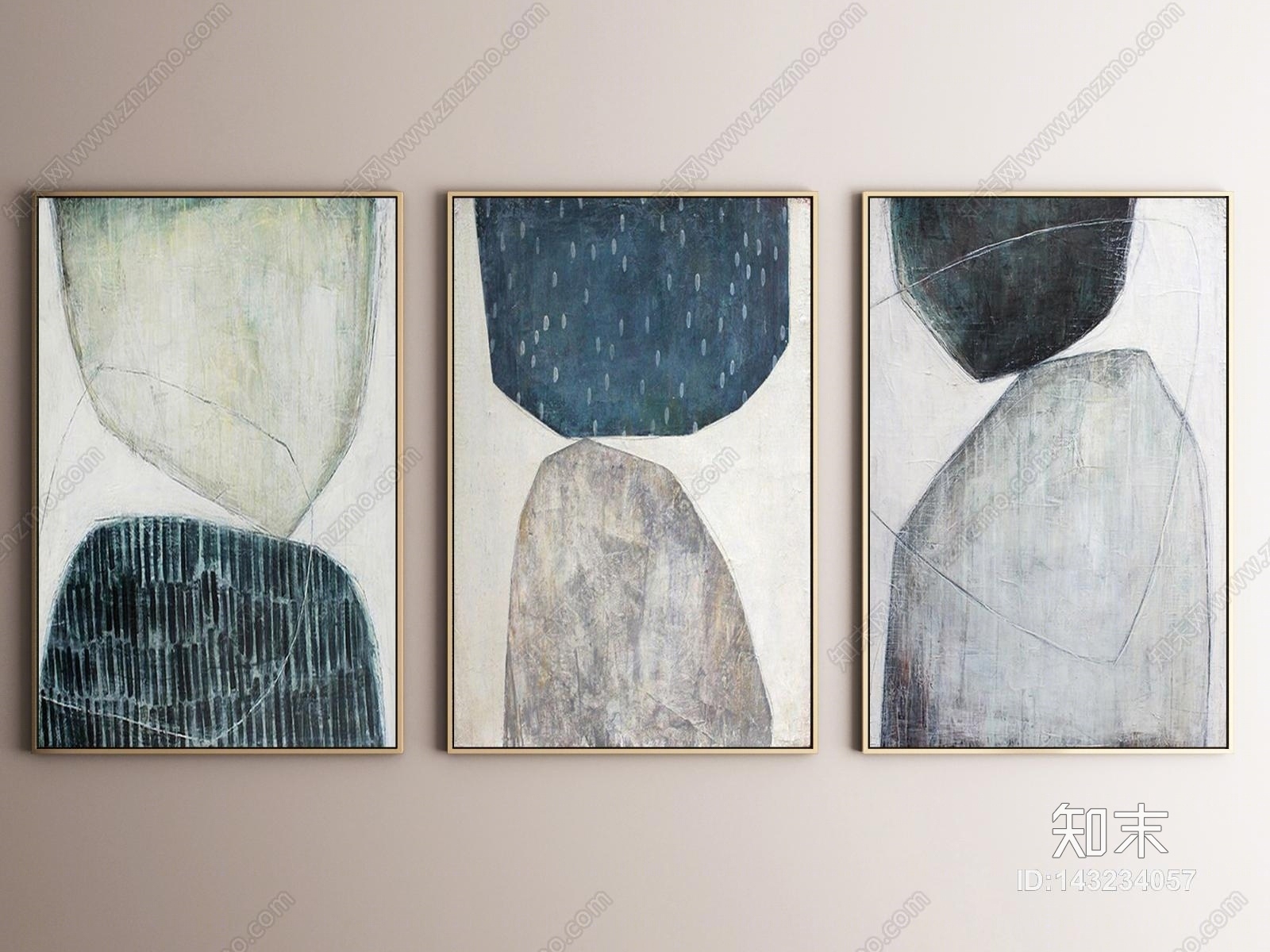 北欧客厅装饰画3D模型下载【ID:143234057】