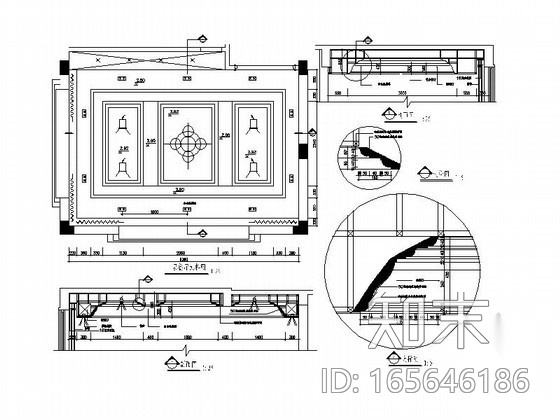 家居餐厅吊顶详图cad施工图下载【ID:165646186】