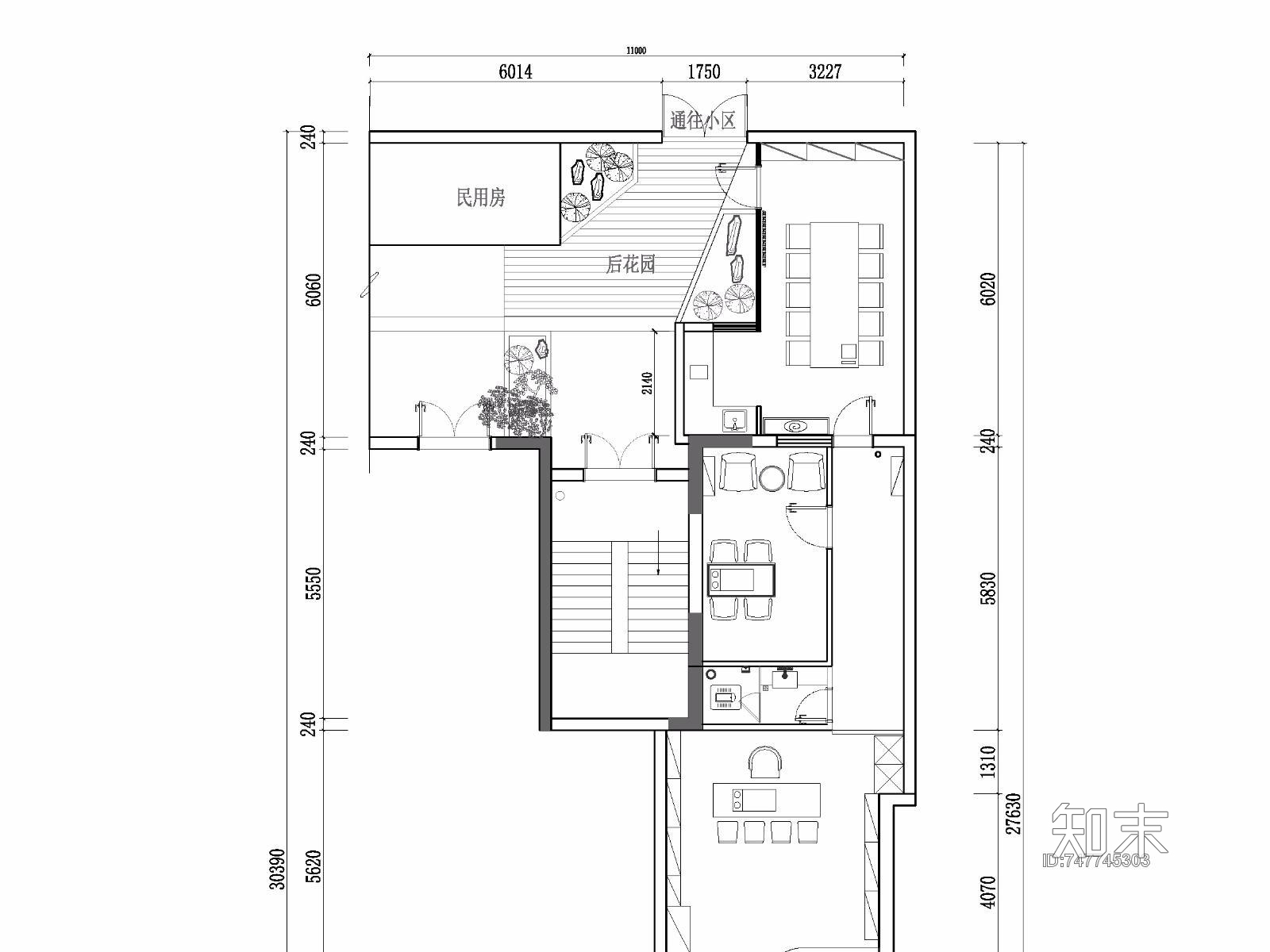 瑜伽会所平面方案图cad施工图下载【ID:747745303】
