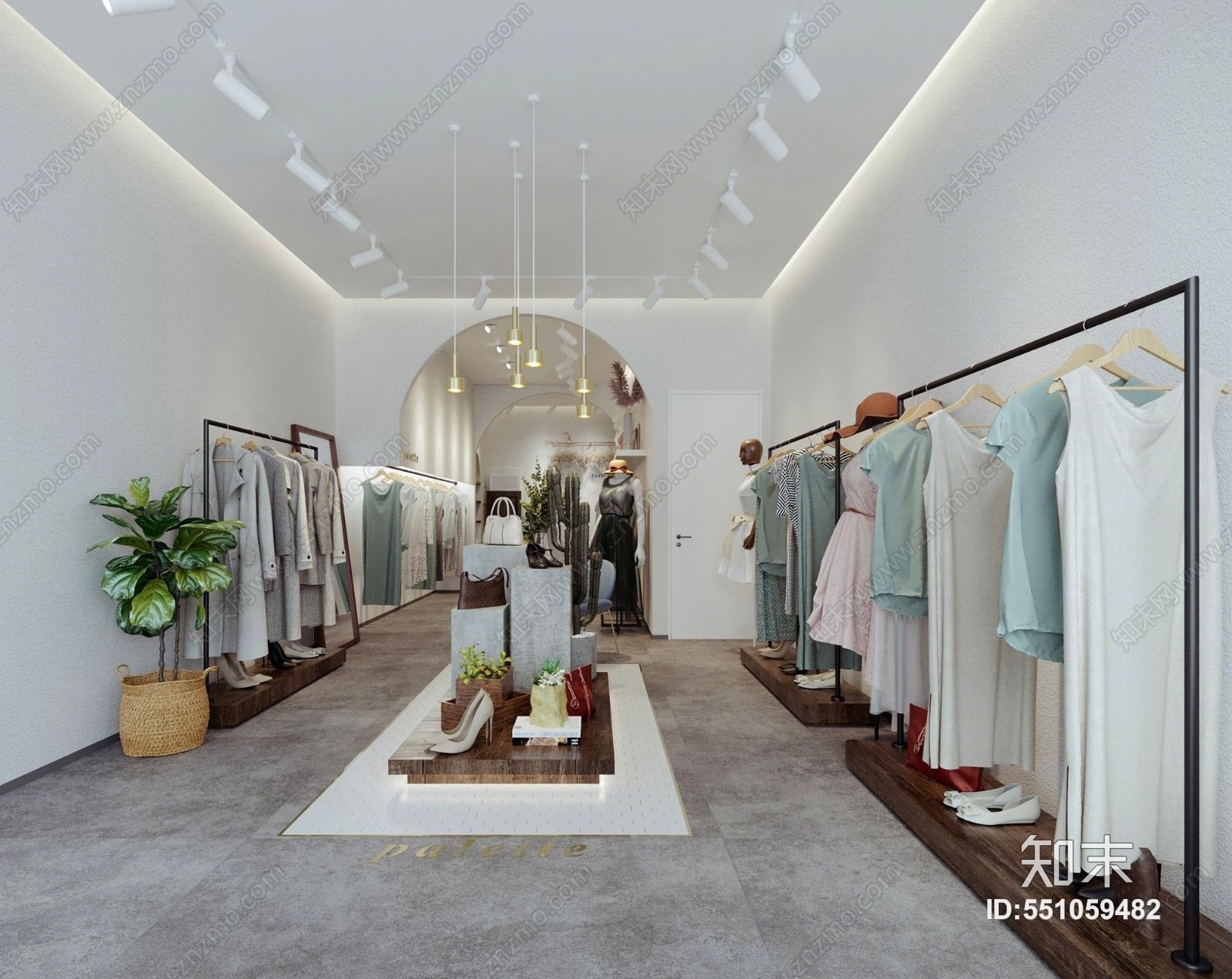 现代北欧风服装店3D模型下载【ID:551059482】
