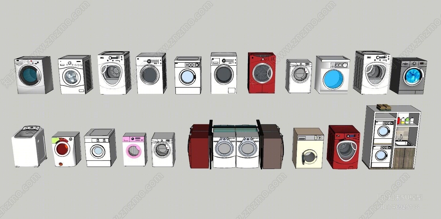 现代家电全自动洗衣机SU模型下载【ID:746925188】
