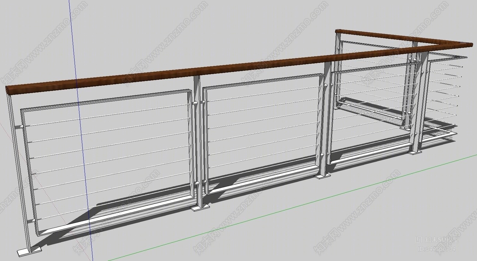现代钢结构护栏SU模型下载【ID:344706734】