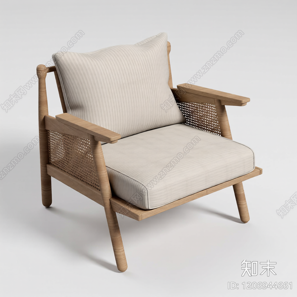 藤编扶手椅3D模型下载【ID:1206944661】
