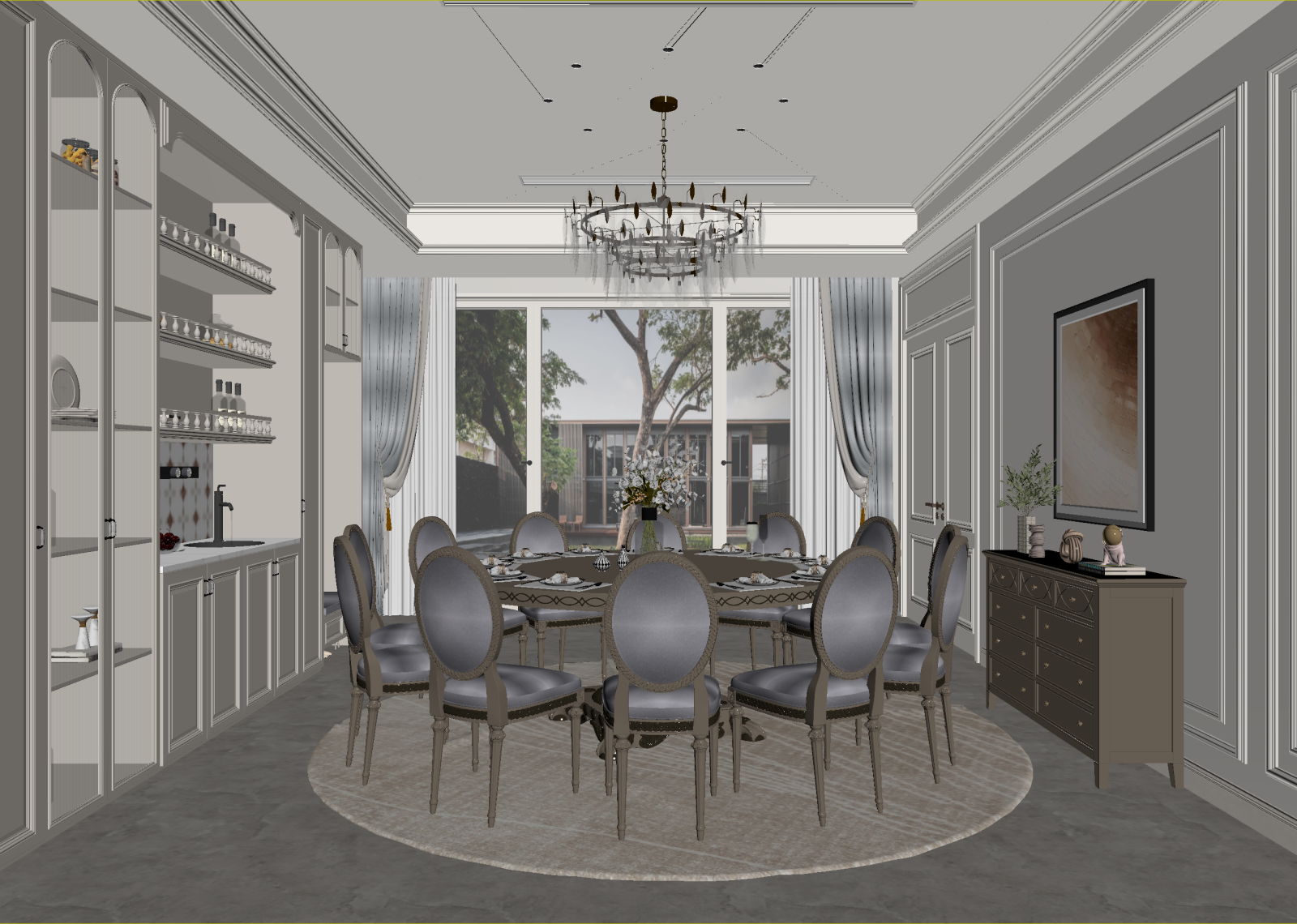 美式家居餐厅3D模型下载【ID:1214854519】