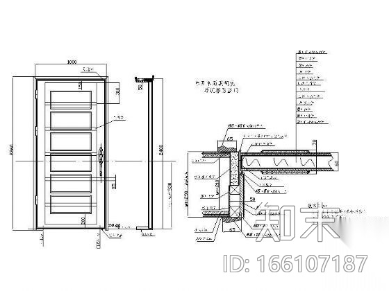 单开防盗门cad施工图下载【ID:166107187】