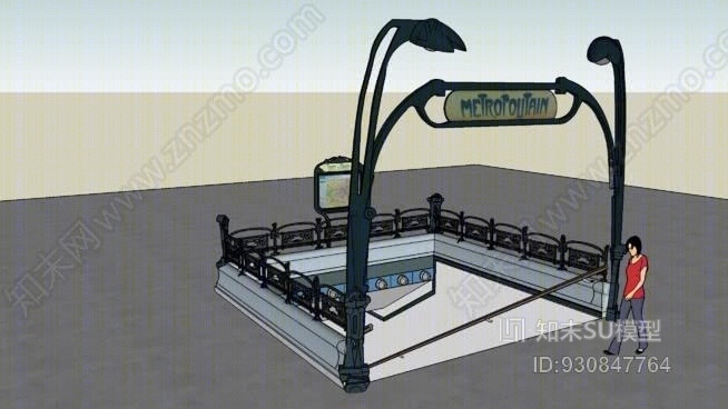 巴黎地铁入口SU模型下载【ID:930847764】
