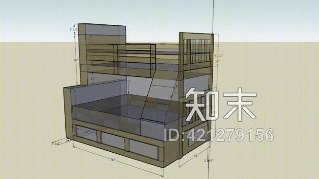 儿童双层床SU模型下载【ID:421279156】