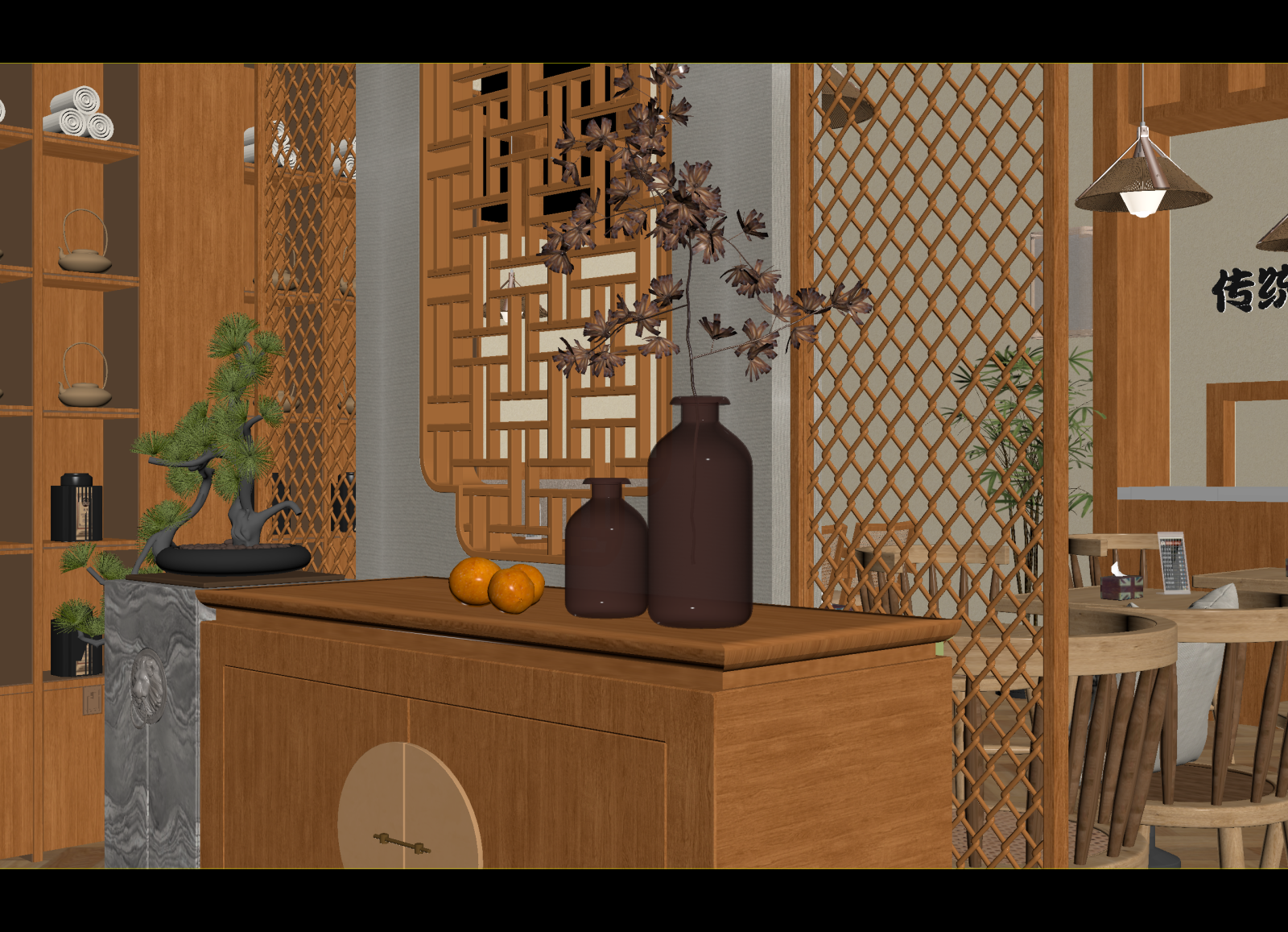 新中式茶馆3D模型下载【ID:1214421823】