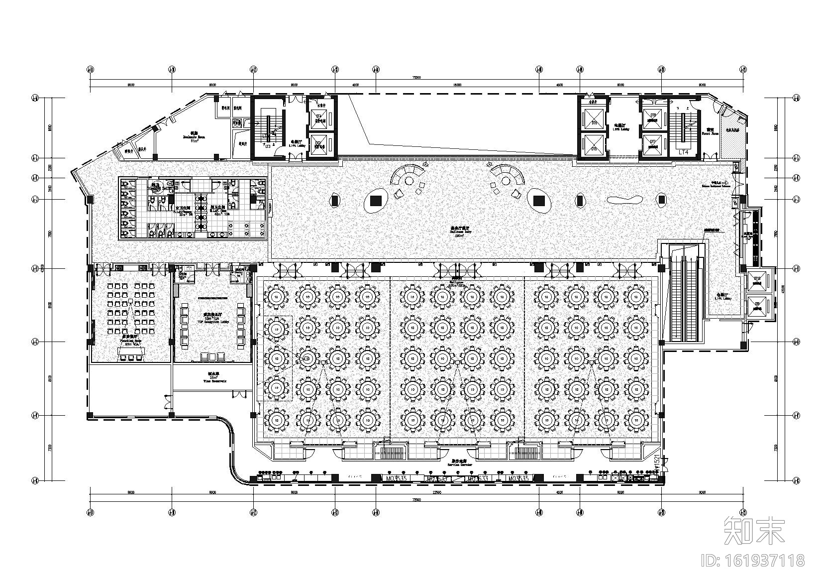 [山东]高档豪华国际五星级酒店宴会厅设计施工图（含效果...cad施工图下载【ID:161937118】