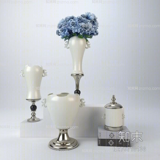 白色陶艺罐子3D模型下载【ID:70718138】