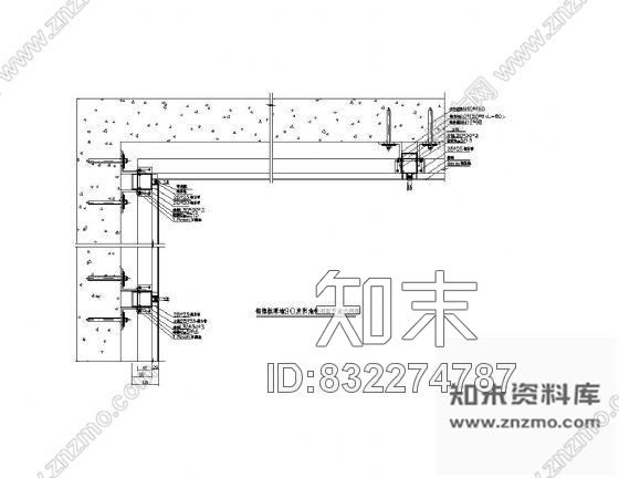 图块/节点铝塑板幕墙90度阴角横剖面节点图施工图下载【ID:832274787】