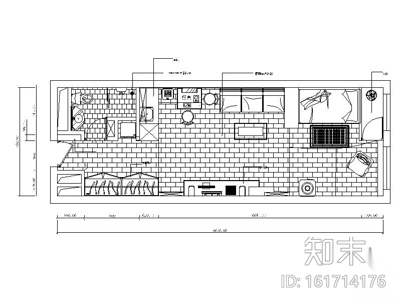 40㎡简洁一居装修图cad施工图下载【ID:161714176】