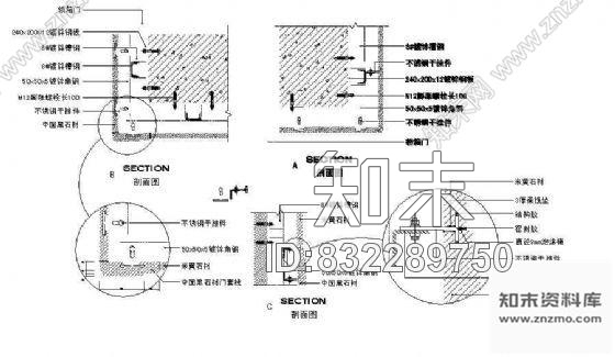 图块/节点钢挂石材大样cad施工图下载【ID:832289750】