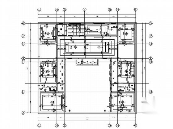 [河北]两层传统白墙黑瓦对称式四合院建筑设计施工图（含...施工图下载【ID:160718190】