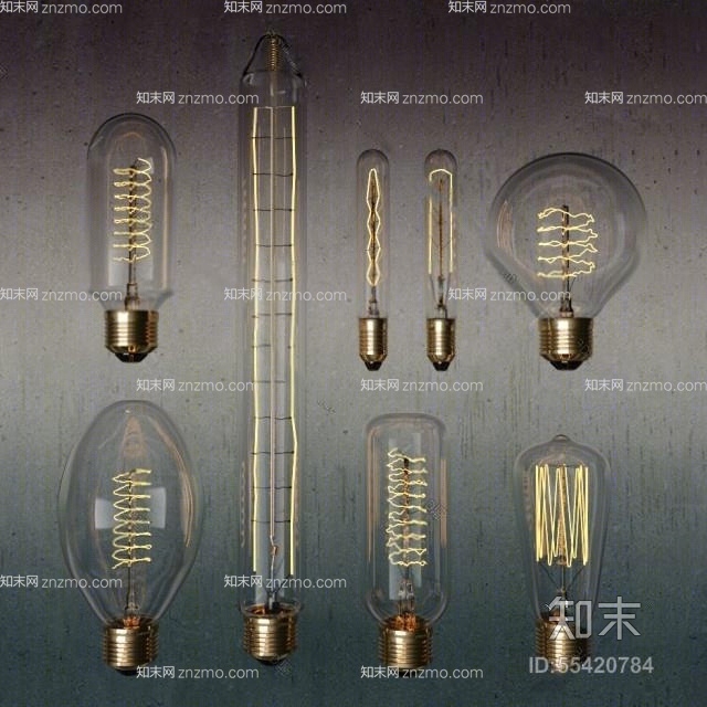 工业风灯泡3D模型下载【ID:55420784】