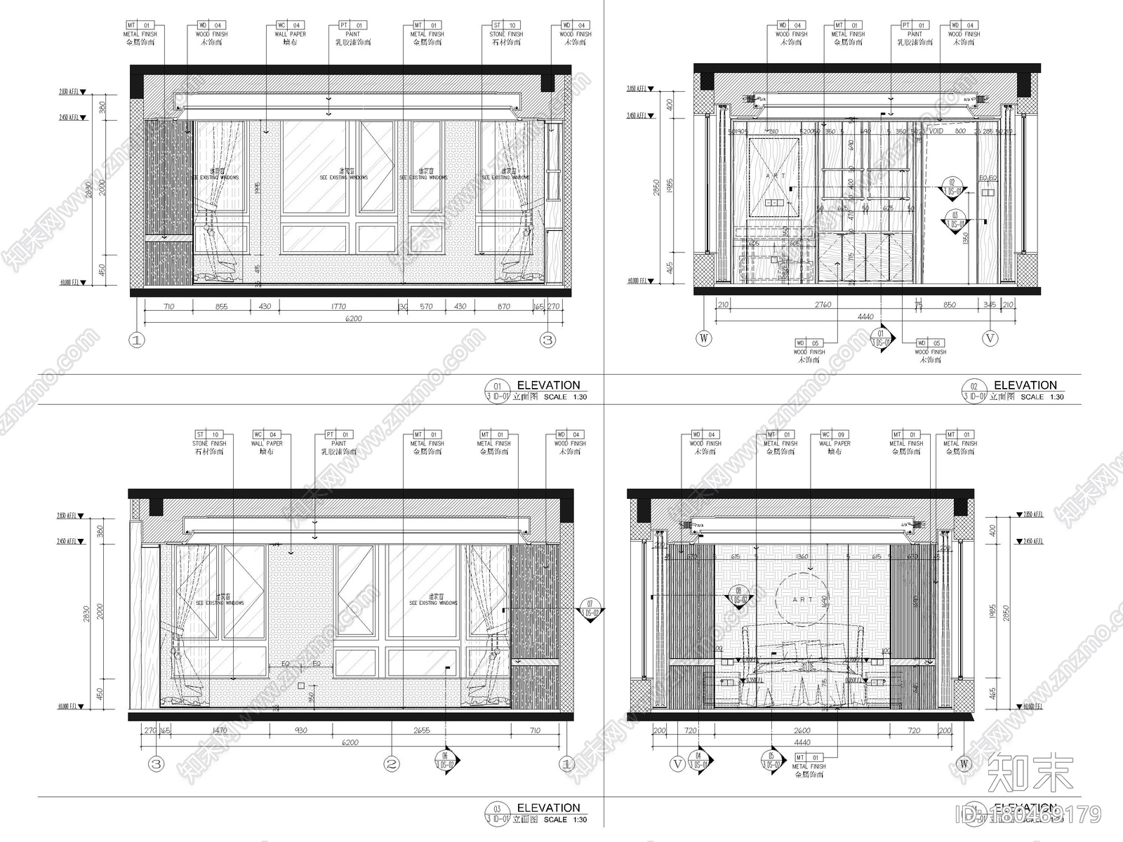 [广西]450㎡三层四居室别墅装修设计施工图cad施工图下载【ID:180469179】