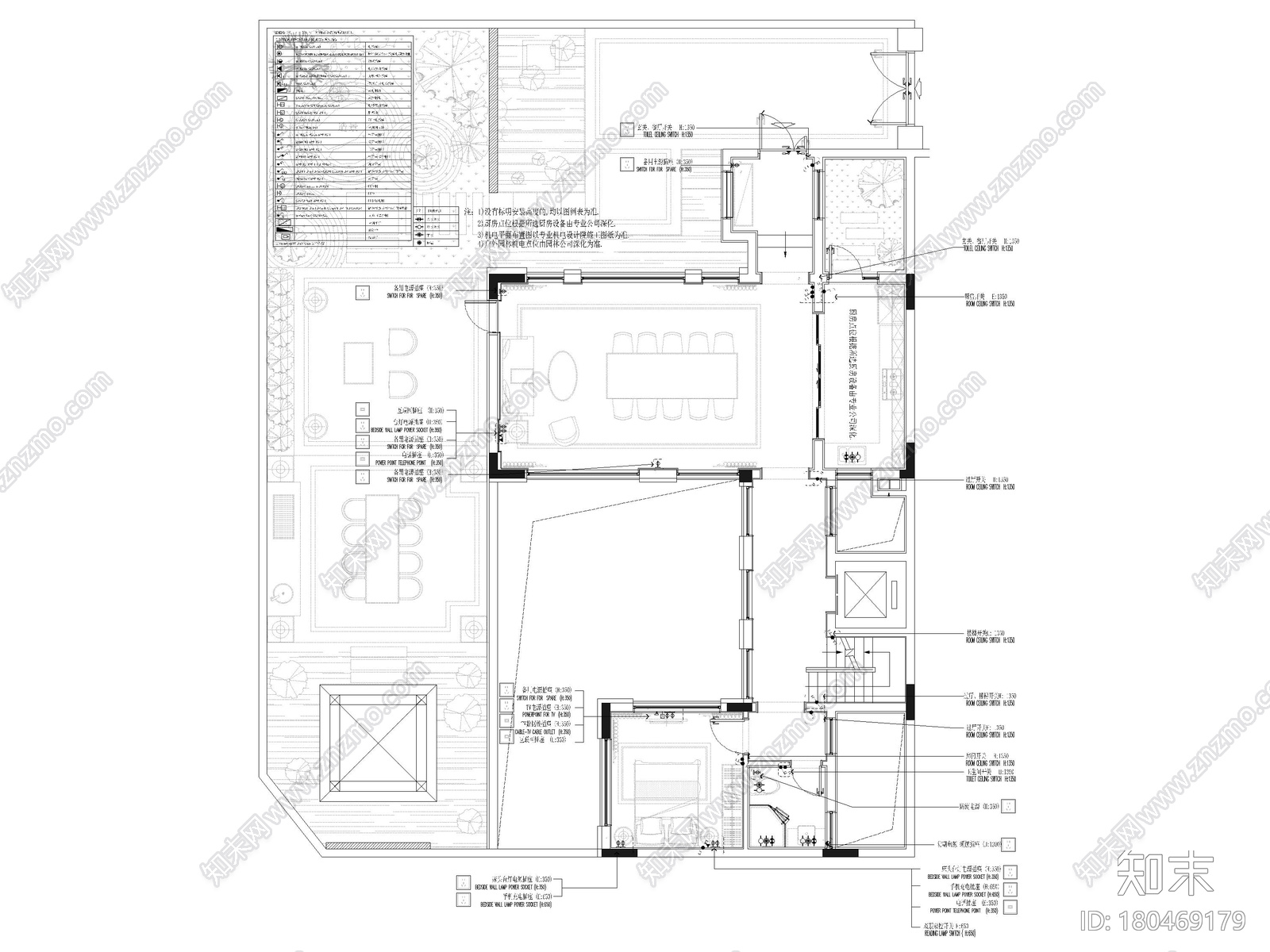 [广西]450㎡三层四居室别墅装修设计施工图cad施工图下载【ID:180469179】