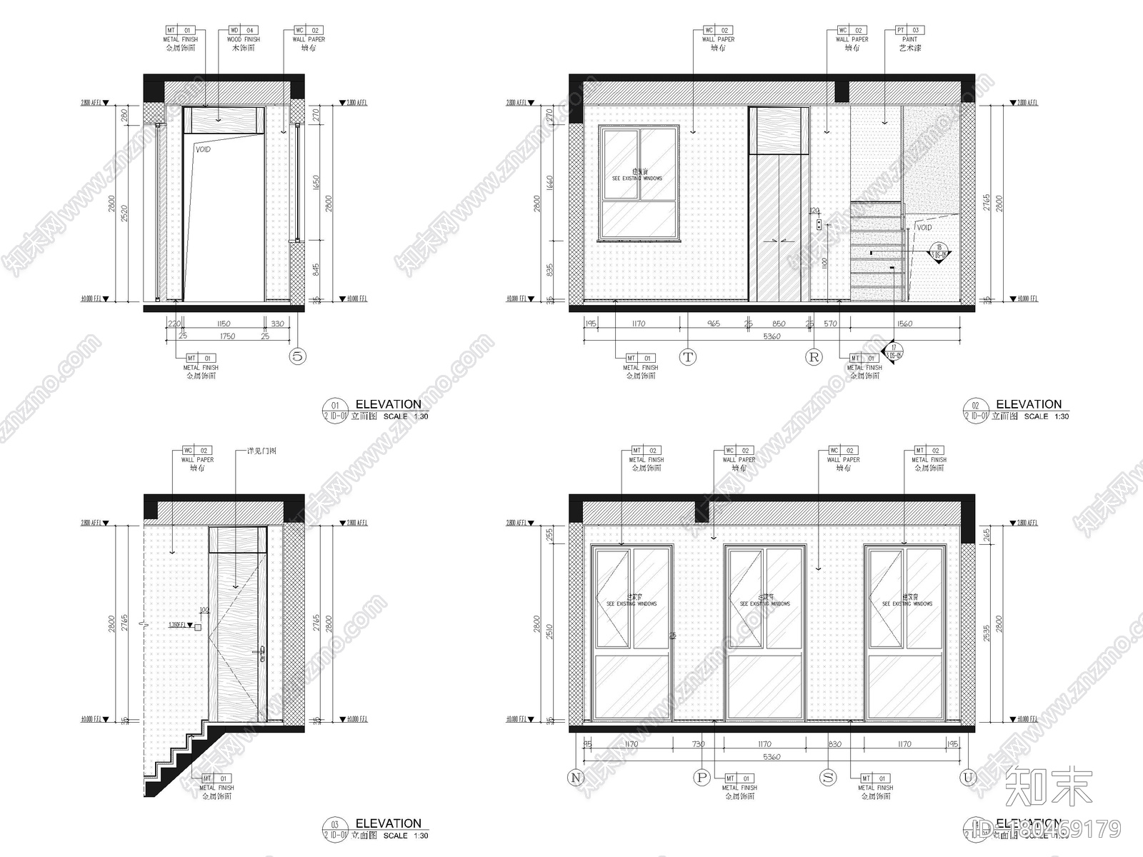 [广西]450㎡三层四居室别墅装修设计施工图cad施工图下载【ID:180469179】