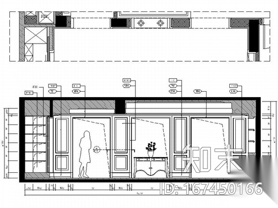 [大连]法式新古典样板间三居室室内设计CAD施工图cad施工图下载【ID:167450166】