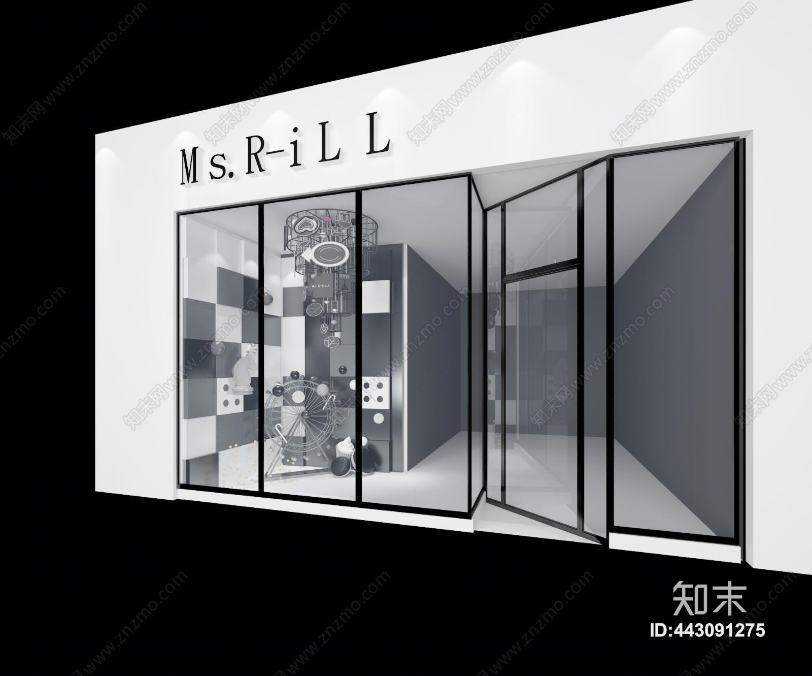 现代橱窗陈列摆设3D模型下载【ID:443091275】