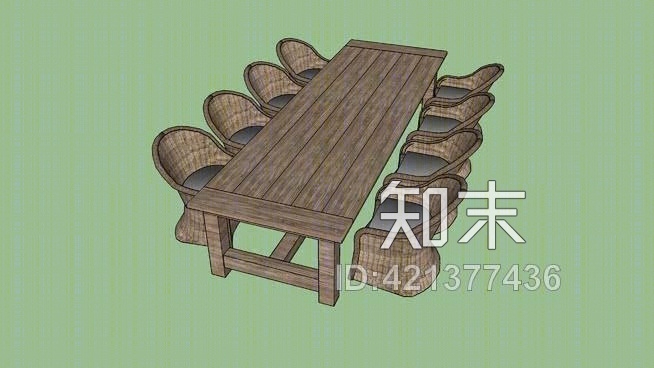 柳条椅花园桌SU模型下载【ID:421377436】