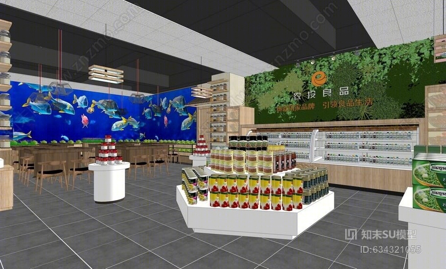三峡鱼文化餐厅SU模型下载【ID:634321055】