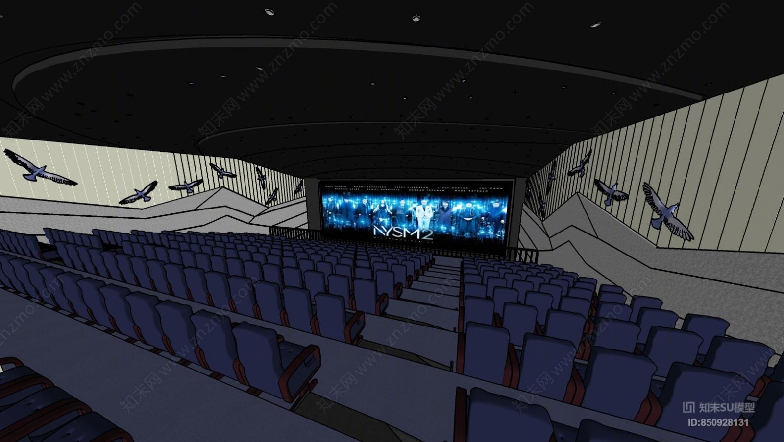 现代风格电影院SU模型下载【ID:850928131】