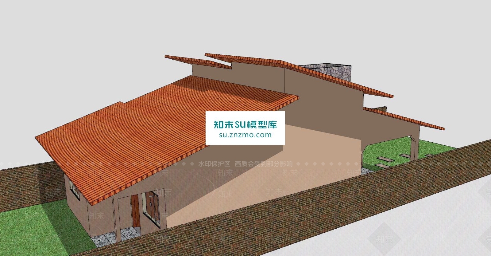 现代屋顶房屋建筑SU模型下载【ID:167301161】