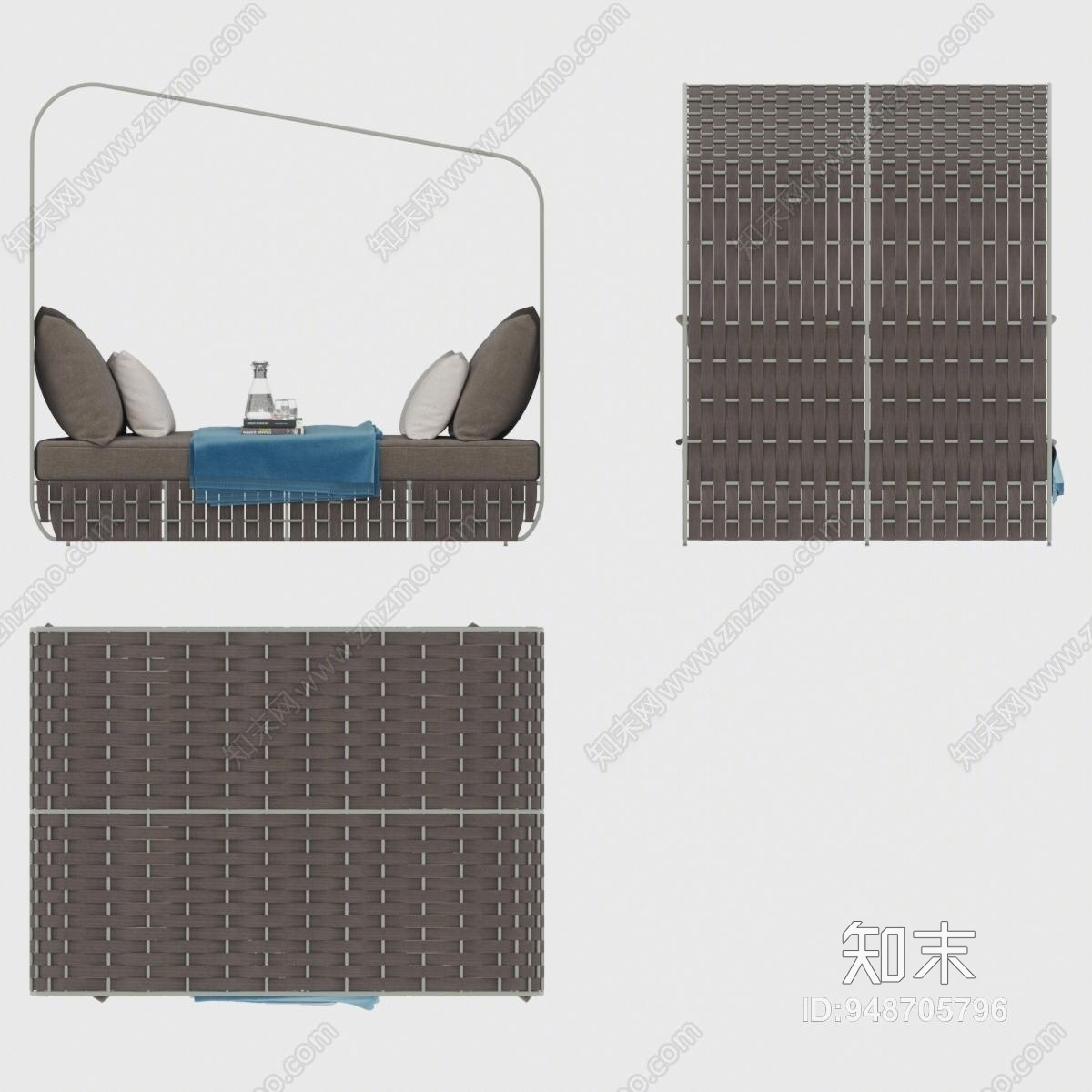 现代户外床3D模型下载【ID:948705796】